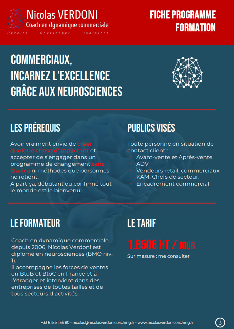 Fiche formation Incarnez l'excellence grâce aux neurosciences