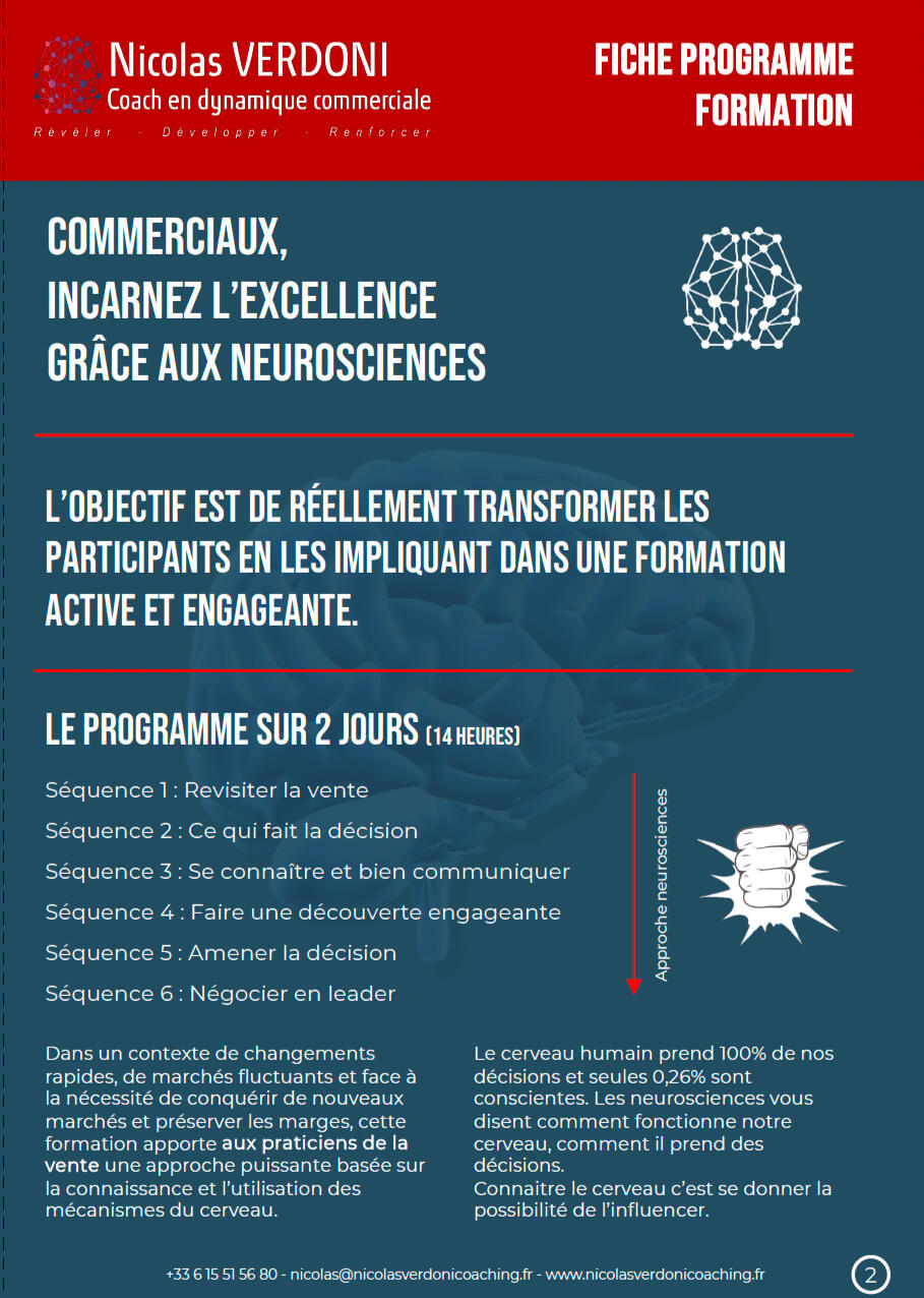 Fiche formation Incarnez l'excellence grâce aux neurosciences